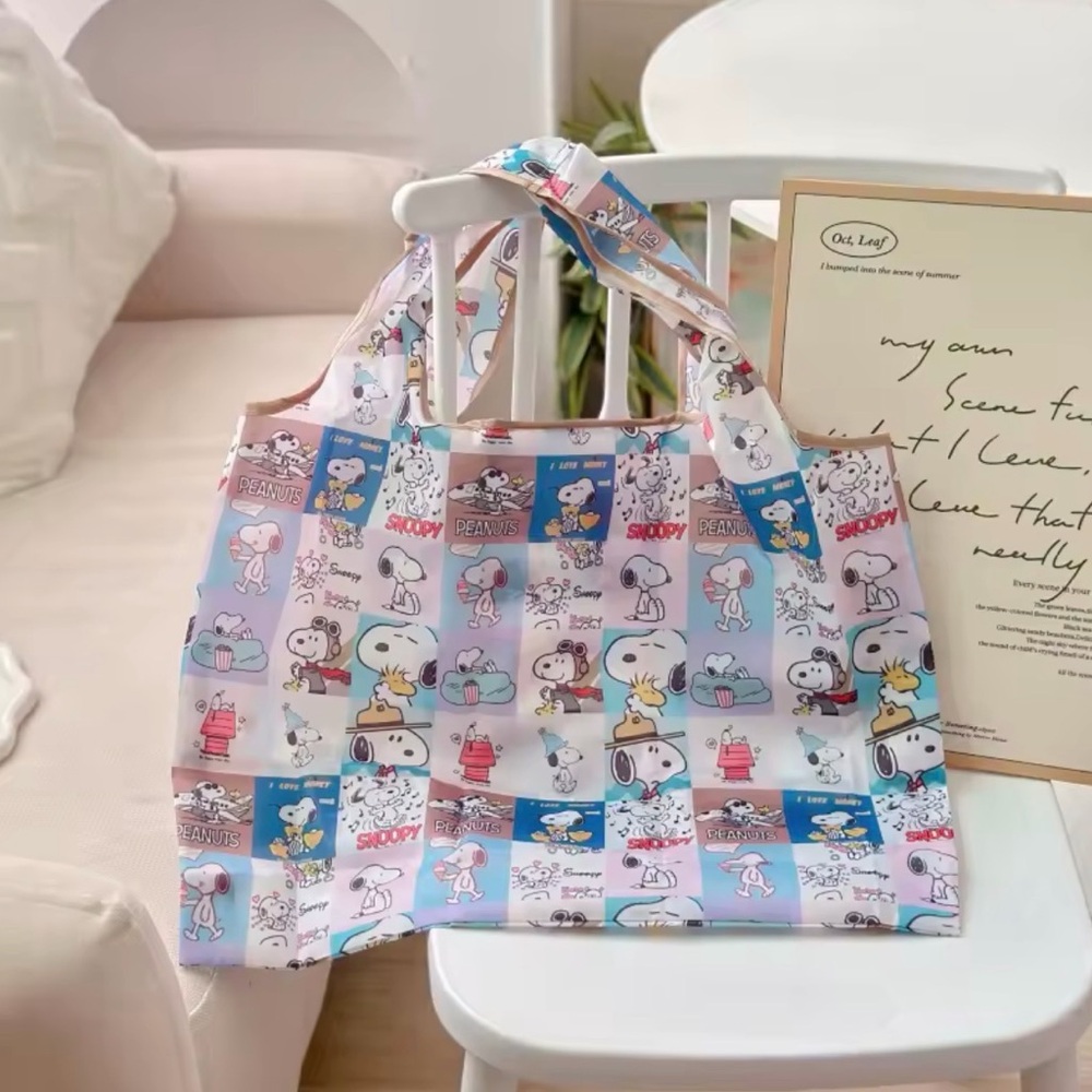 New Snoopy Patterned Shopping Bag - Multicolor - Peanuts Woodstock